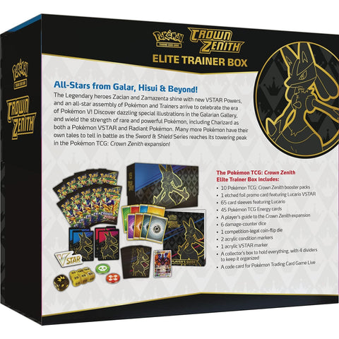 Pokemon TCG Crown Zenith Elite Trainer Box Lucario Edition - English