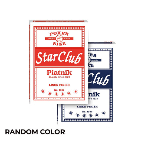Two packs of StarClub Piatnik playing cards on a white background