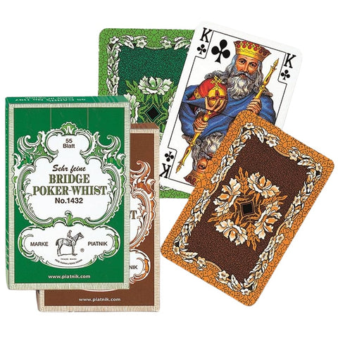 PIATNIK Bridge Poker Whist Playing Cards 55-Card Deck Green/Brown