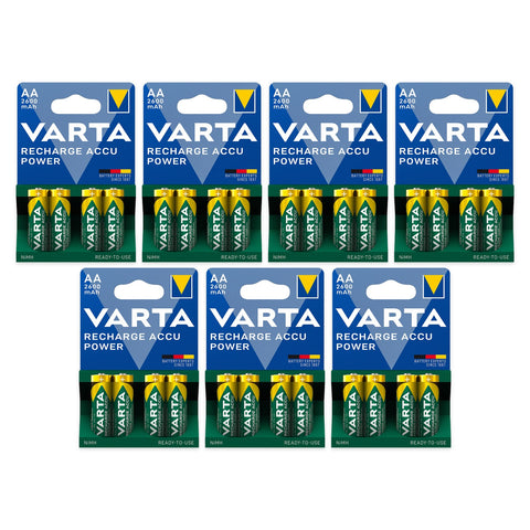 28x Varta Recharge Accu Power AA 2600mAh NiMH rechargeable batteries, 7 blister cards