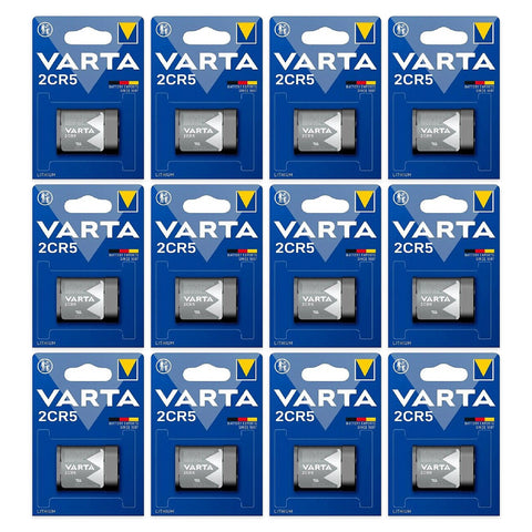 12x Varta 2CR5 6V lithium photo batteries (12 single blister cards)