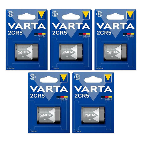 5x Varta 2CR5 6V lithium photo batteries (5 single blister cards)
