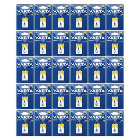 30x Varta Energy 9V 6LR61 alkaline batteries, 30 blister cards