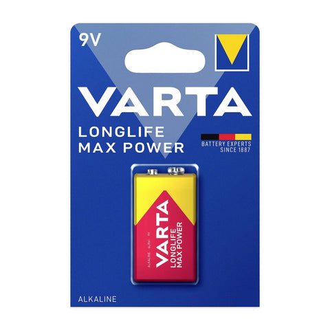 Varta Longlife Max Power 9V 6LR61 alkaline battery in original blister card