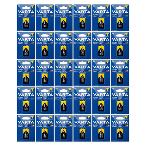 30x Varta Super Heavy Duty 9V 6F22 zinc-carbon batteries, 30 blister cards