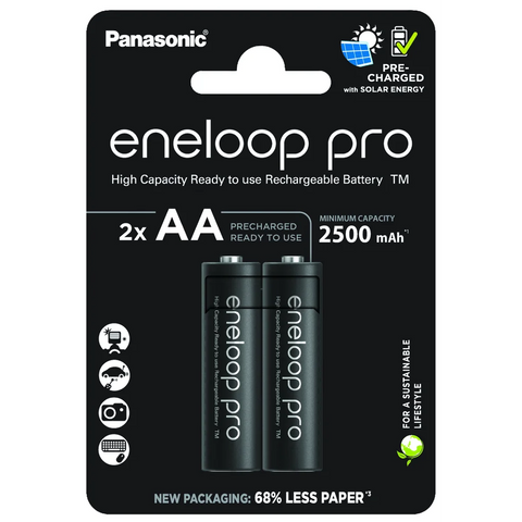 2 Panasonic Eneloop Pro Rechargeable Aa Hr6 Batteries Blister 1.2V 2500Mah