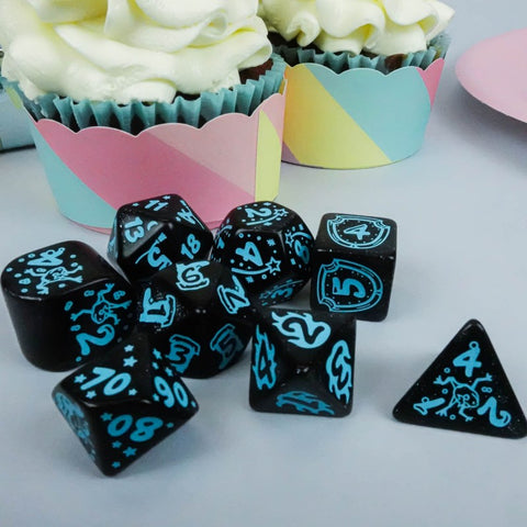 Q-Workshop 20th Anniversary My Very First Dice Set Shimmer Black Turquoise