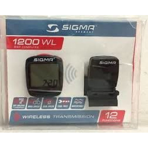 Sigma 1200WL Wireless Bike Computer Speedometer Odometer Black Waterproof