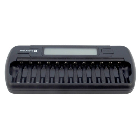 EverActive NC-1200 Smart AA AAA Battery Charger 12-Slot LCD + Car Adapter