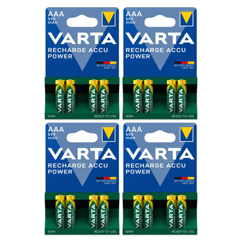 16x Varta AAA 550mAh Recharge Accu Power NiMH rechargeable batteries (4 blister cards of 4)