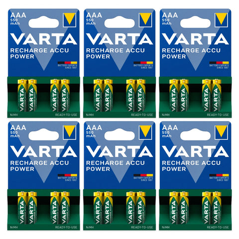 24x Varta AAA 550mAh Recharge Accu Power NiMH rechargeable batteries (6 blister cards of 4)