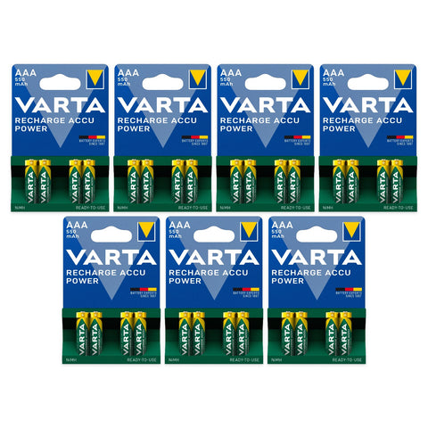 28x Varta AAA 550mAh Recharge Accu Power NiMH rechargeable batteries (7 blister cards of 4)