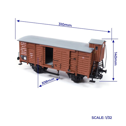 1/32 Scale Vintage European Railway Wagon Model Kit, Medium Difficulty