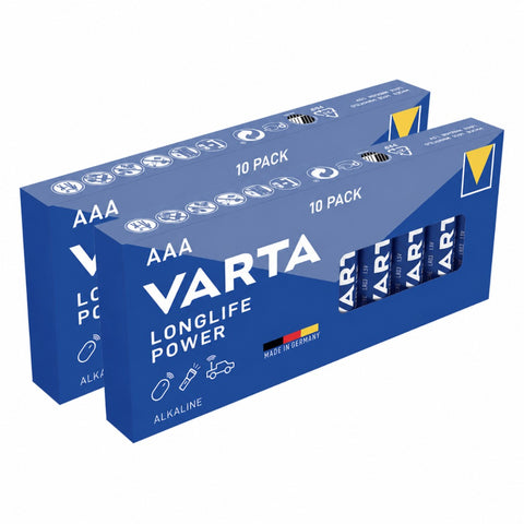 20x Varta Longlife Power AAA 1.5V Alkaline Batteries LR03 MN2400