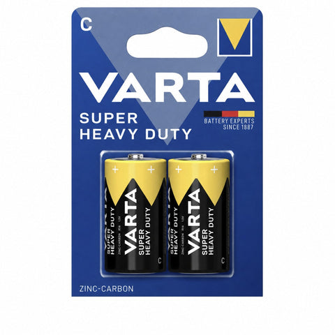 2x Varta Super Heavy Duty C LR14 1.5V Zinc-Carbon Batteries Baby Size
