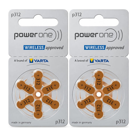 2 packs Varta Power One p312 hearing aid batteries