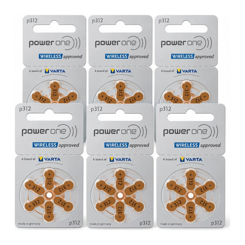 6 packs Varta Power One p312 hearing aid batteries