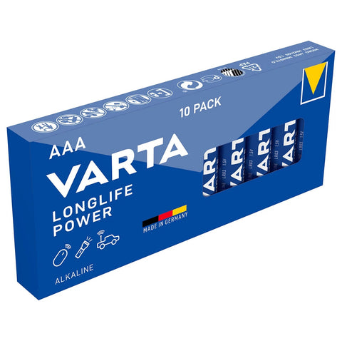 10x VARTA Longlife Power AAA Alkaline Batteries 1.5V LR03 MN2400