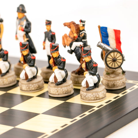 Italfama Waterloo Battle Chess Set Hand-Painted Resin Wooden Board 40x40cm