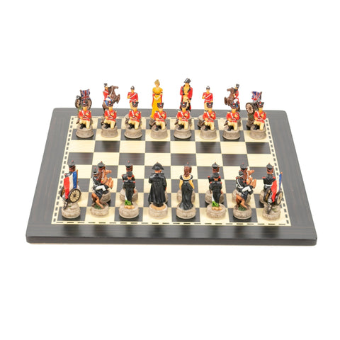 Italfama Waterloo Battle Chess Set Hand-Painted Resin Wooden Board 40x40cm