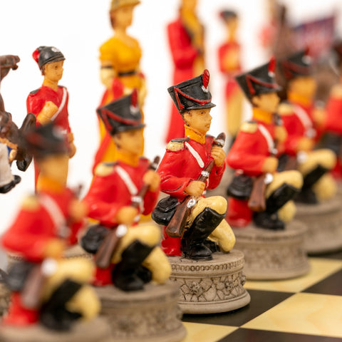 Italfama Waterloo Battle Chess Set Hand-Painted Resin Wooden Board 40x40cm