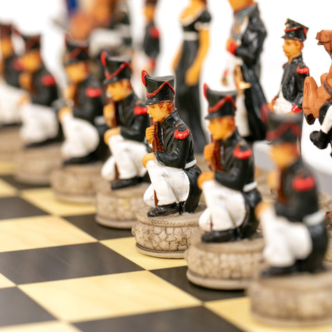 Italfama Waterloo Battle Chess Set Hand-Painted Resin Wooden Board 40x40cm
