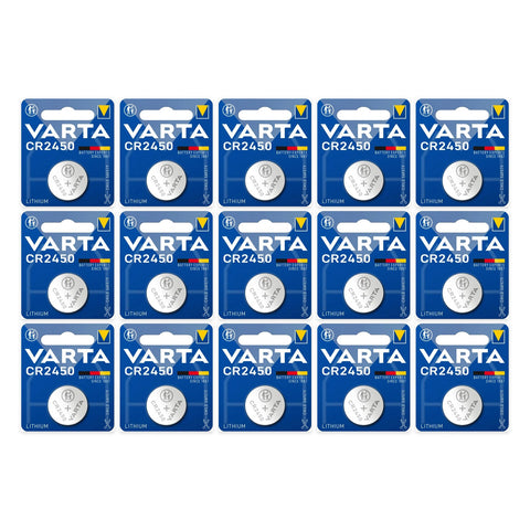 15x Varta CR2450 3V Lithium Coin Cell Batteries