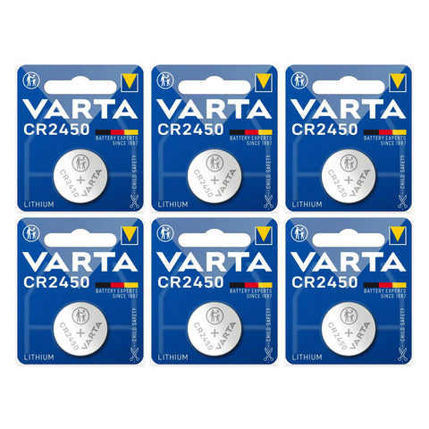 6x Varta CR2450 3V Lithium Coin Cell Batteries