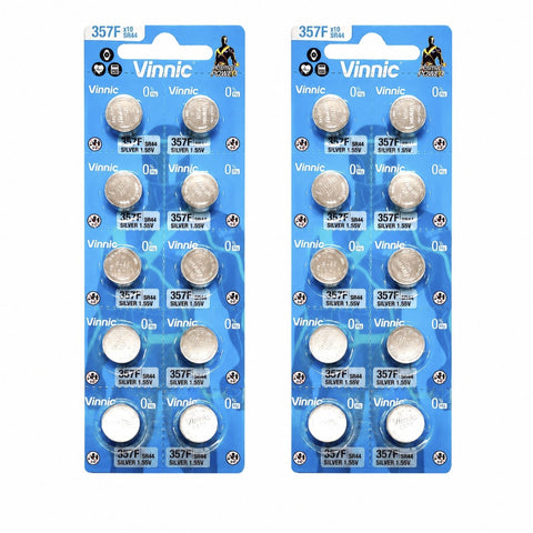20x Vinnic 357 SR44 Silver Oxide 1.55V Watch Batteries LR44 AG13
