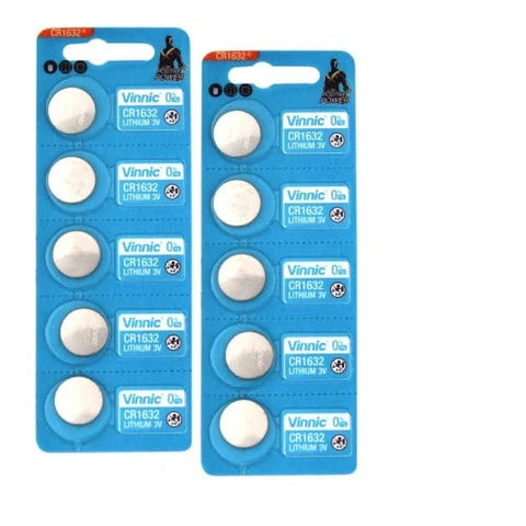 10x Vinnic CR1632 3V Lithium Coin Cell Batteries DL1632 (5 Blister Packs)