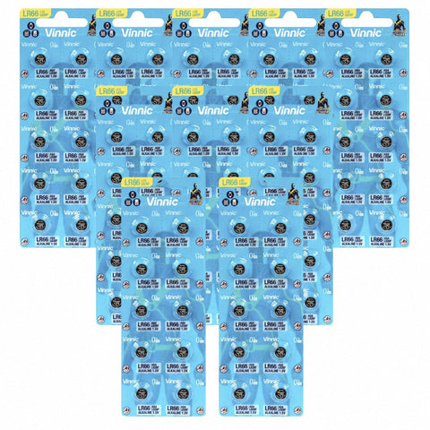 100x Vinnic L626 LR66 AG4 1.5V Alkaline Button Cell Watch Batteries