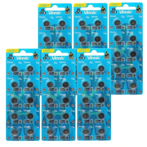 60x Vinnic L936 AG9 Alkaline 1.5V Button Cell Watch Batteries