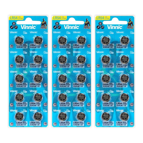 3 packs Vinnic LR54 AG10 L1131F alkaline batteries