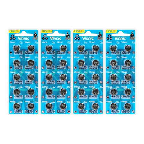 4 packs Vinnic LR54 AG10 L1131F alkaline batteries