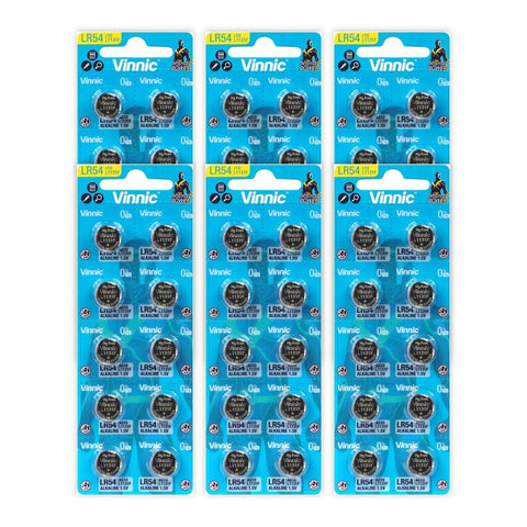 6 packs Vinnic LR54 AG10 L1131F alkaline batteries