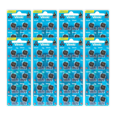 8 packs Vinnic LR54 AG10 L1131F alkaline batteries