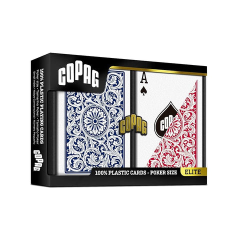 Copag Elite Poker Size 100% Plastic Playing Cards 2-Deck Set Red/Blue