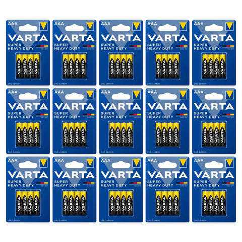60x Varta Super Heavy Duty AAA Zinc-Carbon Batteries (15 blister packs)