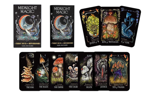 Midnight Magic Mushroom Tarot Card Deck by Sara Richard Adams Media