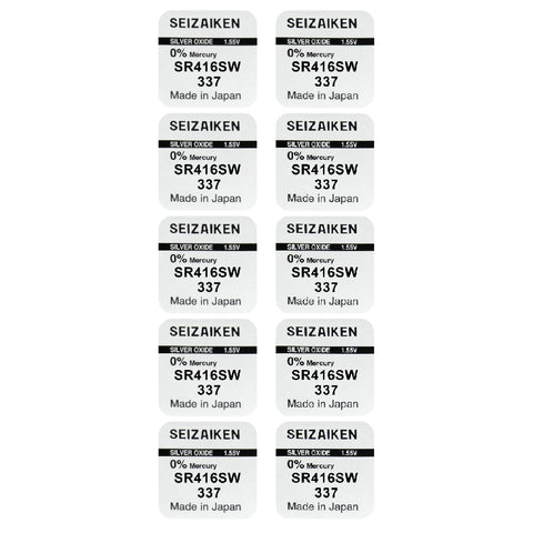 10 Seizaiken 337 Seiko Sr416Sw Watch Batteries Silver Oxide No Mercury Japan