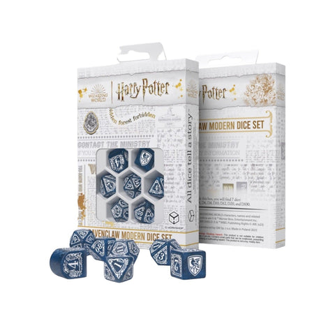 Harry Potter Ravenclaw Dice Set Blue Glitter RPG Polyhedral Q Workshop