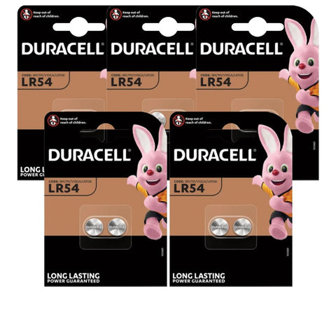 10x Duracell LR54 AG10 LR1130 1.5V Alkaline Button Cell Batteries