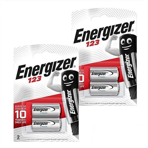 4x Energizer CR123 3V Lithium Batteries DL123A 123A for Cameras & Flash