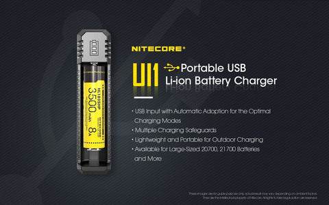 Nitecore UI1 Smart USB Li-Ion Battery Charger for 18650 21700 IMR Cells
