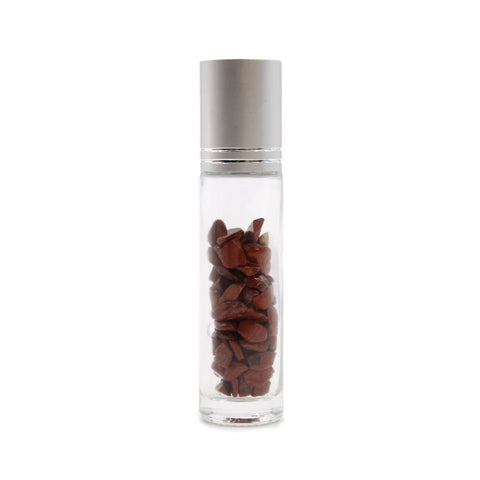 AW Gifts Red Jasper Gemstone Essential Oil Roller Bottle, Silver Cap, 12cm
