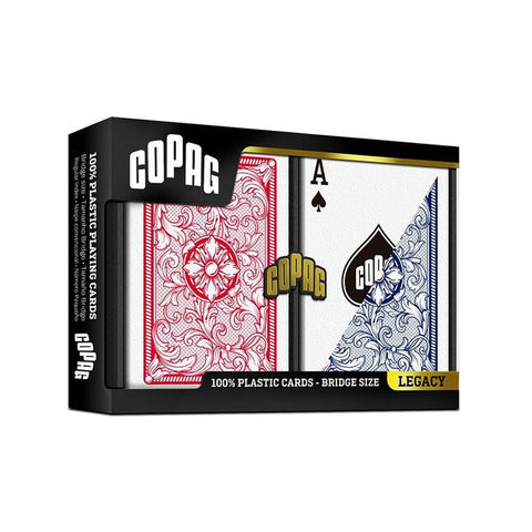 Copag Legacy Bridge Playing Cards Double Deck PVC Red & Blue Regular Index