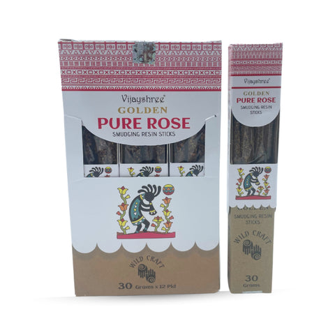 Golden Pure Rose Smudging Resin Incense Sticks, 6-Pack, Nepal, Purify