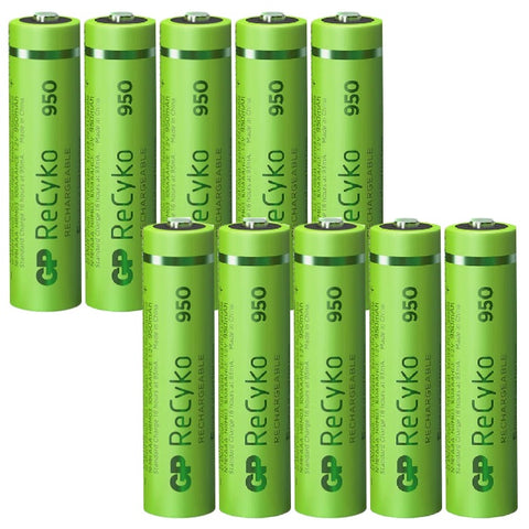 10x GP ReCyko AAA 950mAh NiMH Rechargeable Batteries Bulk