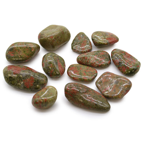 12 Medium African Tumble Stones - Unakite Gemstones Talisman Ancient Wisdom NEW