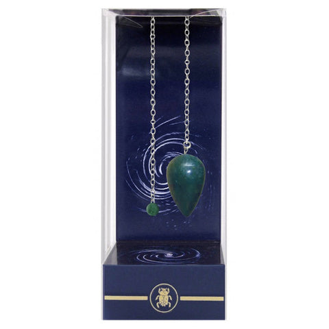 Lo Scarabeo Bloodstone Pendulum Green Silver Chain with Velvet Bag